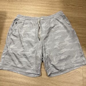Vuori Light Gray Camouflage Athletic Shorts